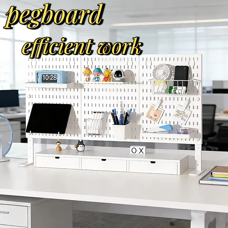 Desk Setup Organization - 30×30cm PP bureau-pegboard, organizer met standaard