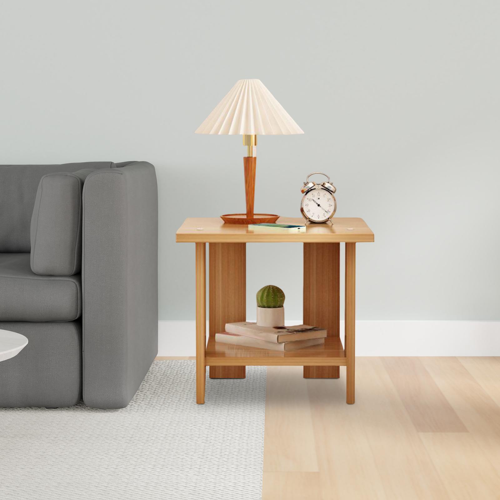 Desk Setup Laptop - Houten Dubbellaags Bijzettafel Multifunctioneel Stevig Modern