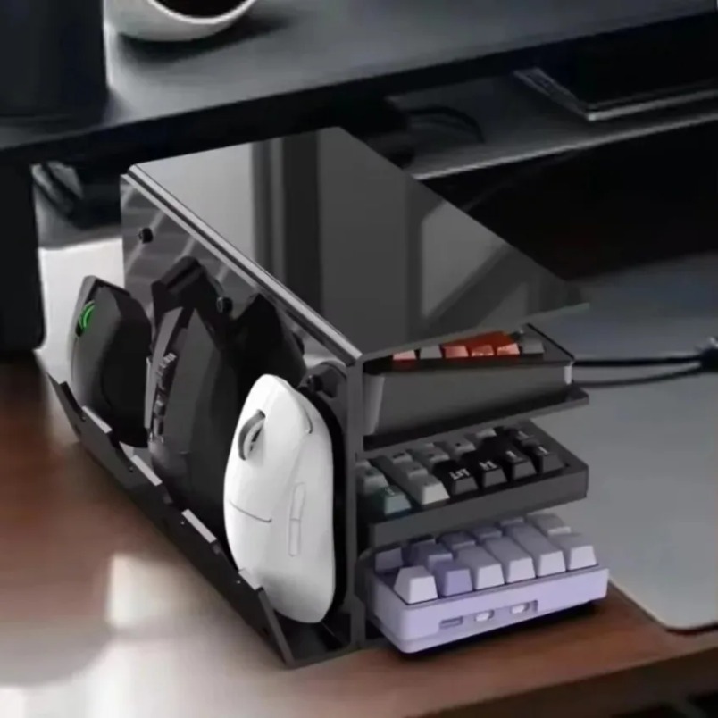 Desk Setup Pegboard - Toetsenbord-displaystandaard 3-laags acryl transparant rek met
