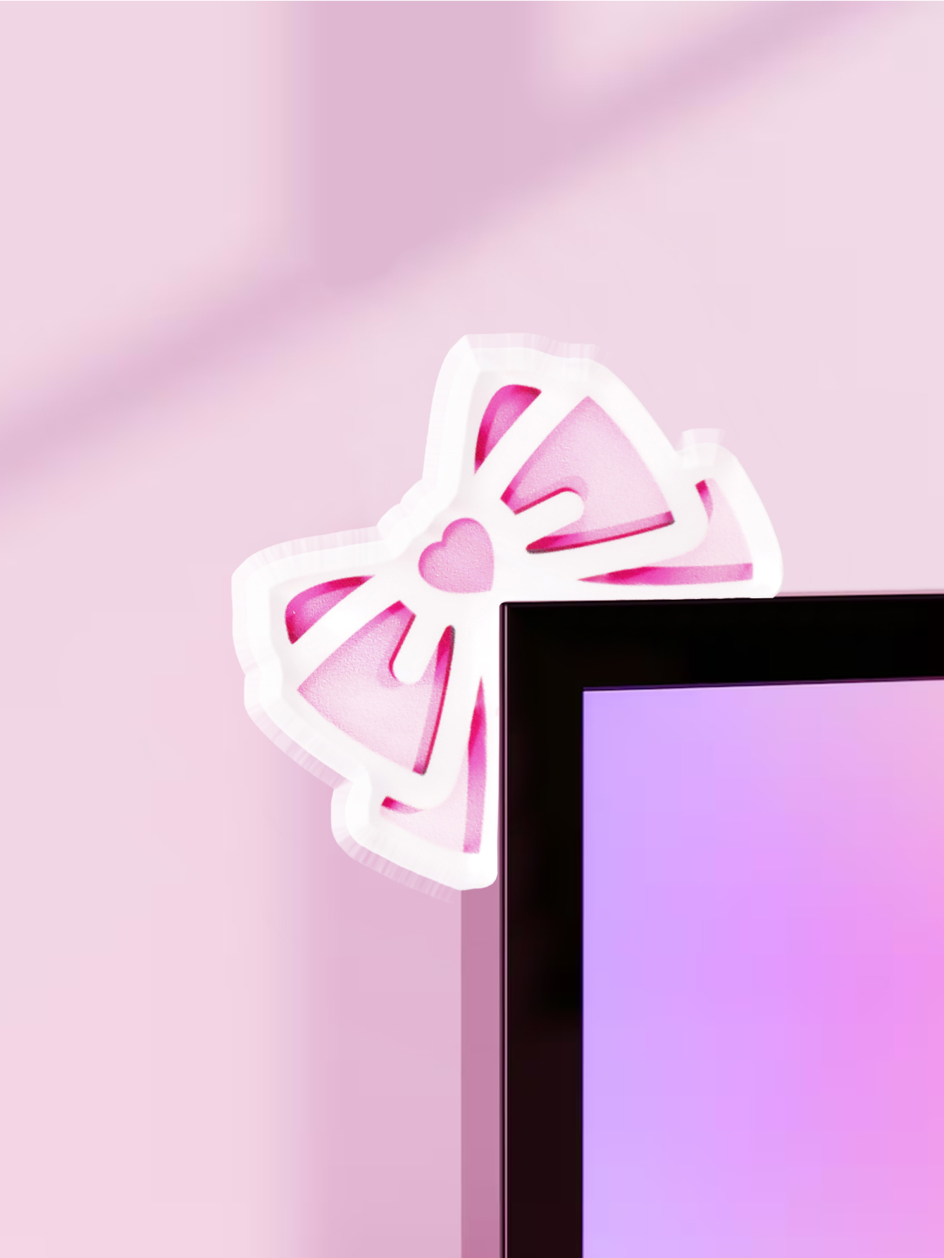 Desk Setup Pegboard - Kawaii Bow Monitor Decor Roze Acryl