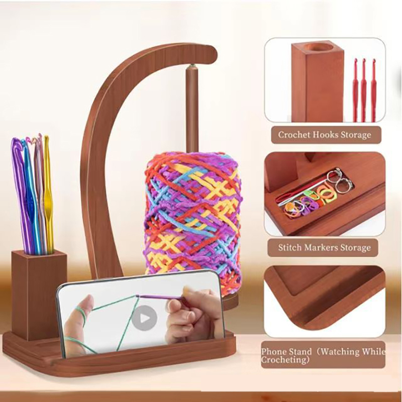 Houten draaibare garenhouder o - Desk Setup Organization recensie en prijs